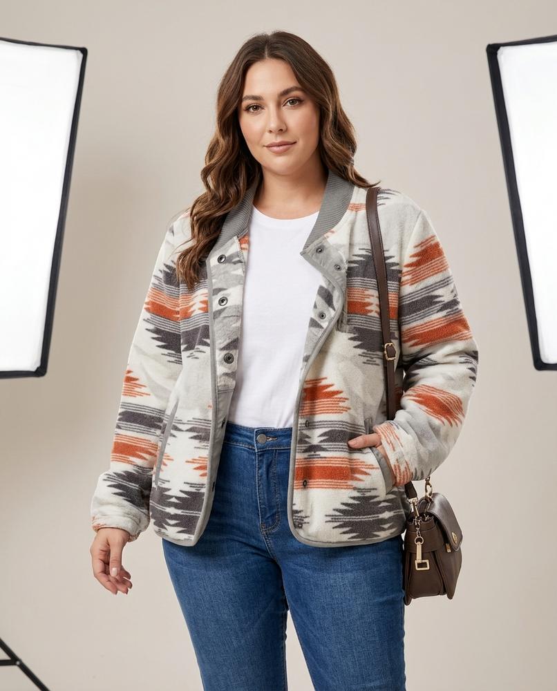 Madline24 - Mivan | Gemustert Geknöpft Jacke Damen
