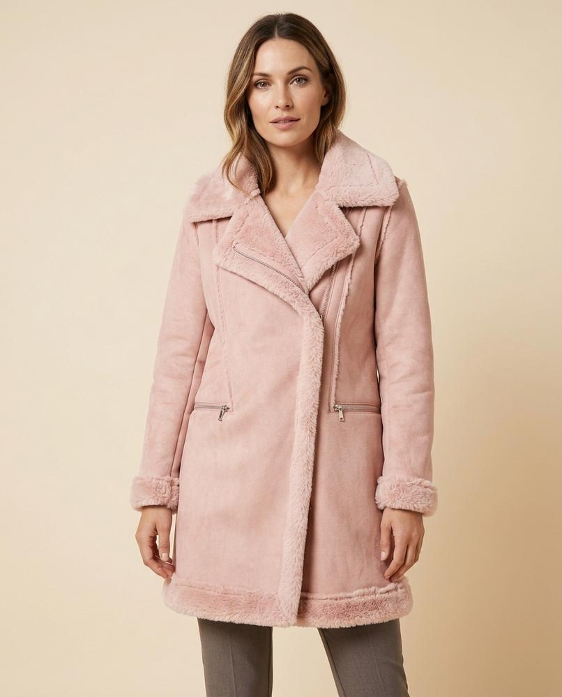 Madline24 - Sekar | Gefütterter Velourartiger Mantel Damen