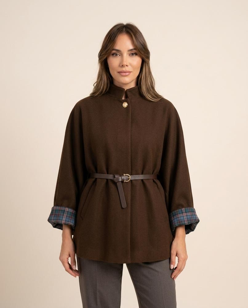 Madline24 - Zakar | Gegürteter Hochgeschlossener Mantel Damen