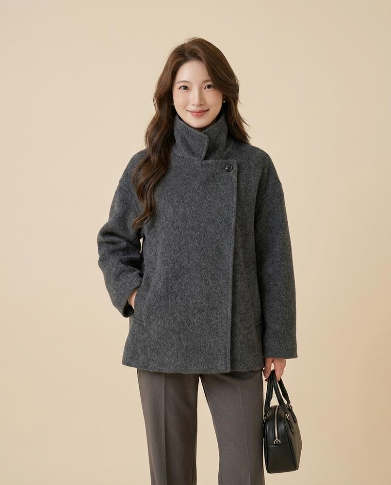 Madline24 - Elser | Asymmetrischer Ausgestellter Mantel Damen