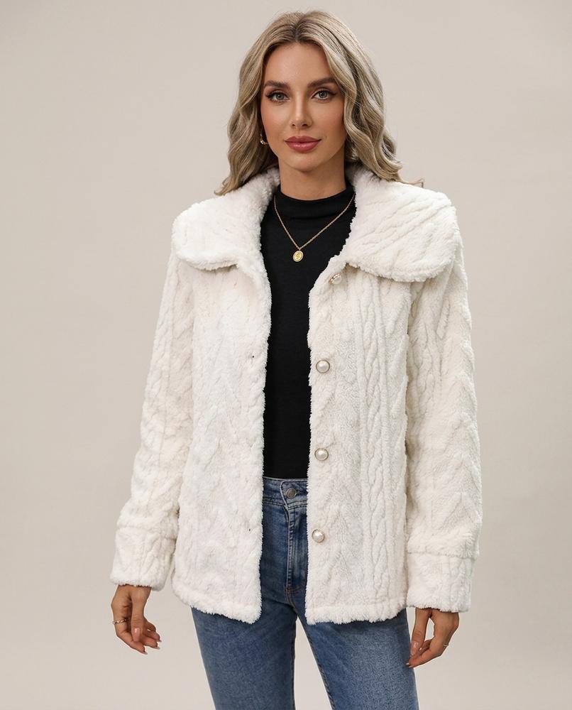Madline24 - Kavar | Plüschig Strukturiert Jacke Damen