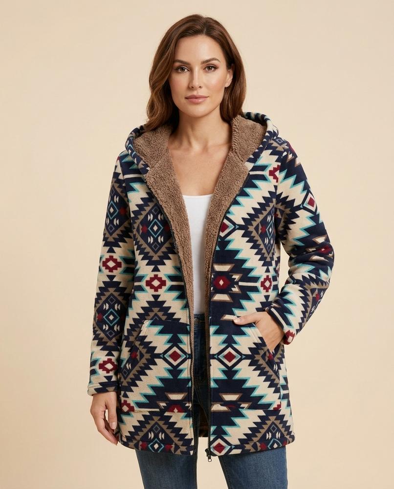 Madline24 - Tamar | Gefütterter Gemusterter Mantel Damen