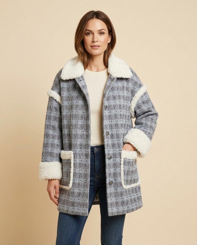 Madline24 - Zavan | Karierter Gefütterter Mantel Damen