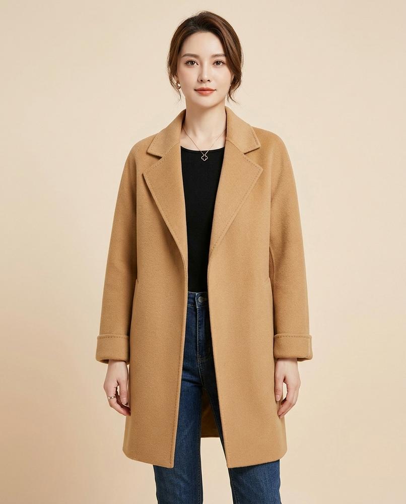 Madline24 - Coran | Ungefütterter Woll Mantel Damen