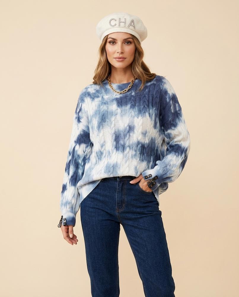 Madline24 - Ralar | Gebatikter Zopfgestrickter Pullover Damen