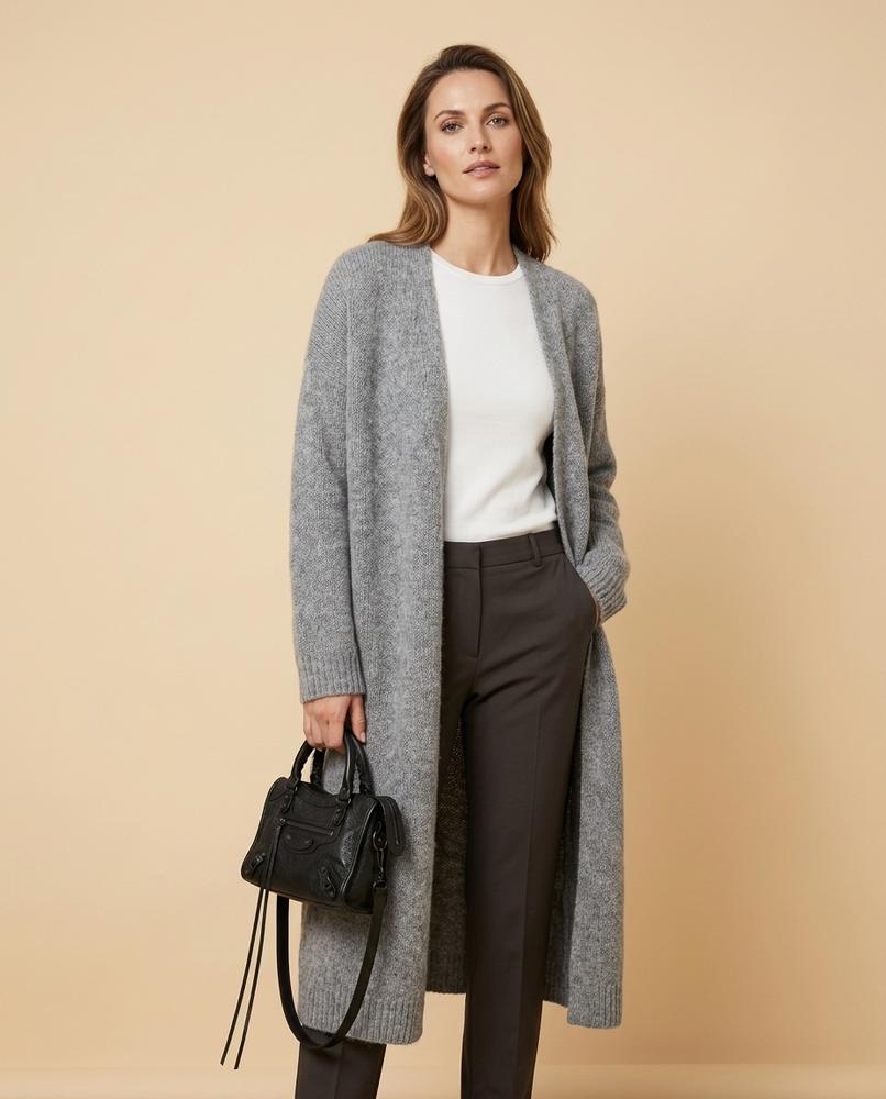 Madline24 - Laser | Langer Gestrickter Cardigan Damen