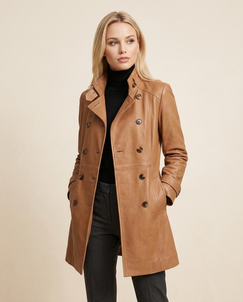 Madline24 - Vedar | Geknöpft Knielang Mantel Damen