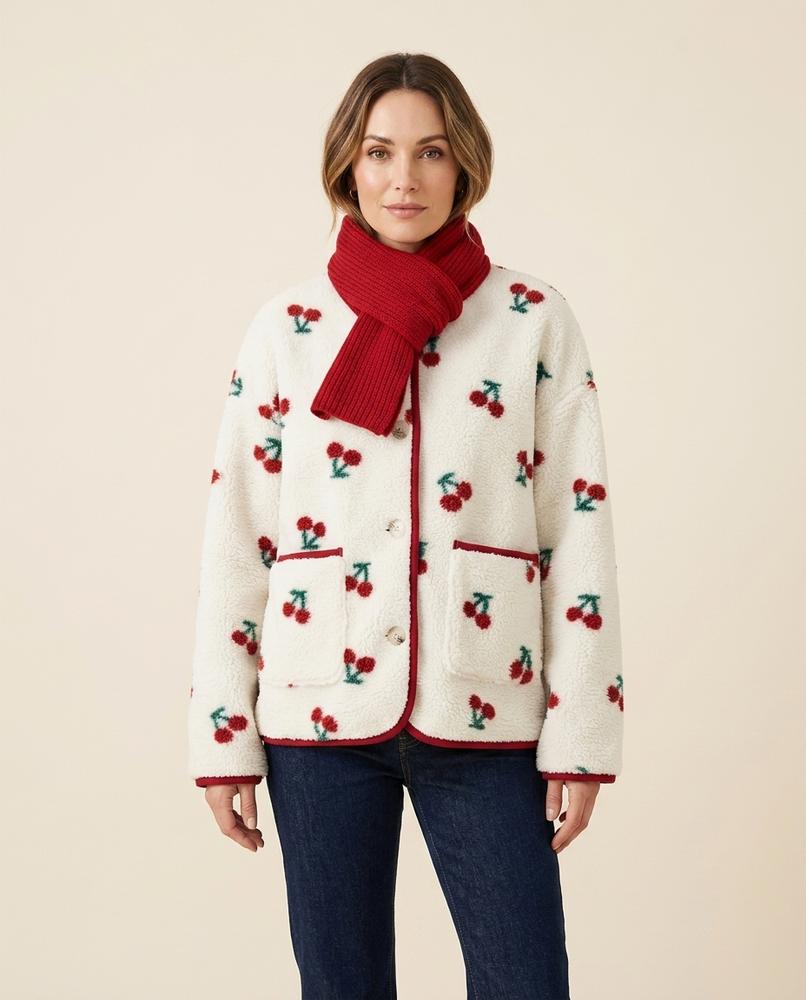 Madline24 - Lyzan | Plüschig Gemustert Jacke Damen