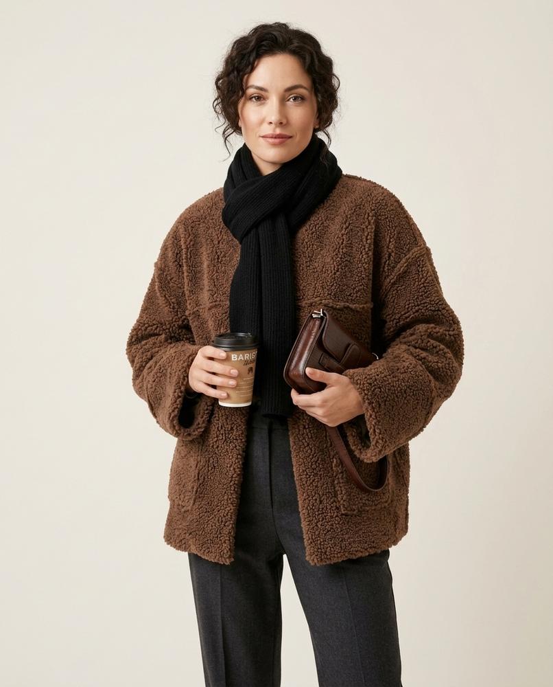 Madline24 - Lysol | Verschlusslose Strukturierte Jacke Damen