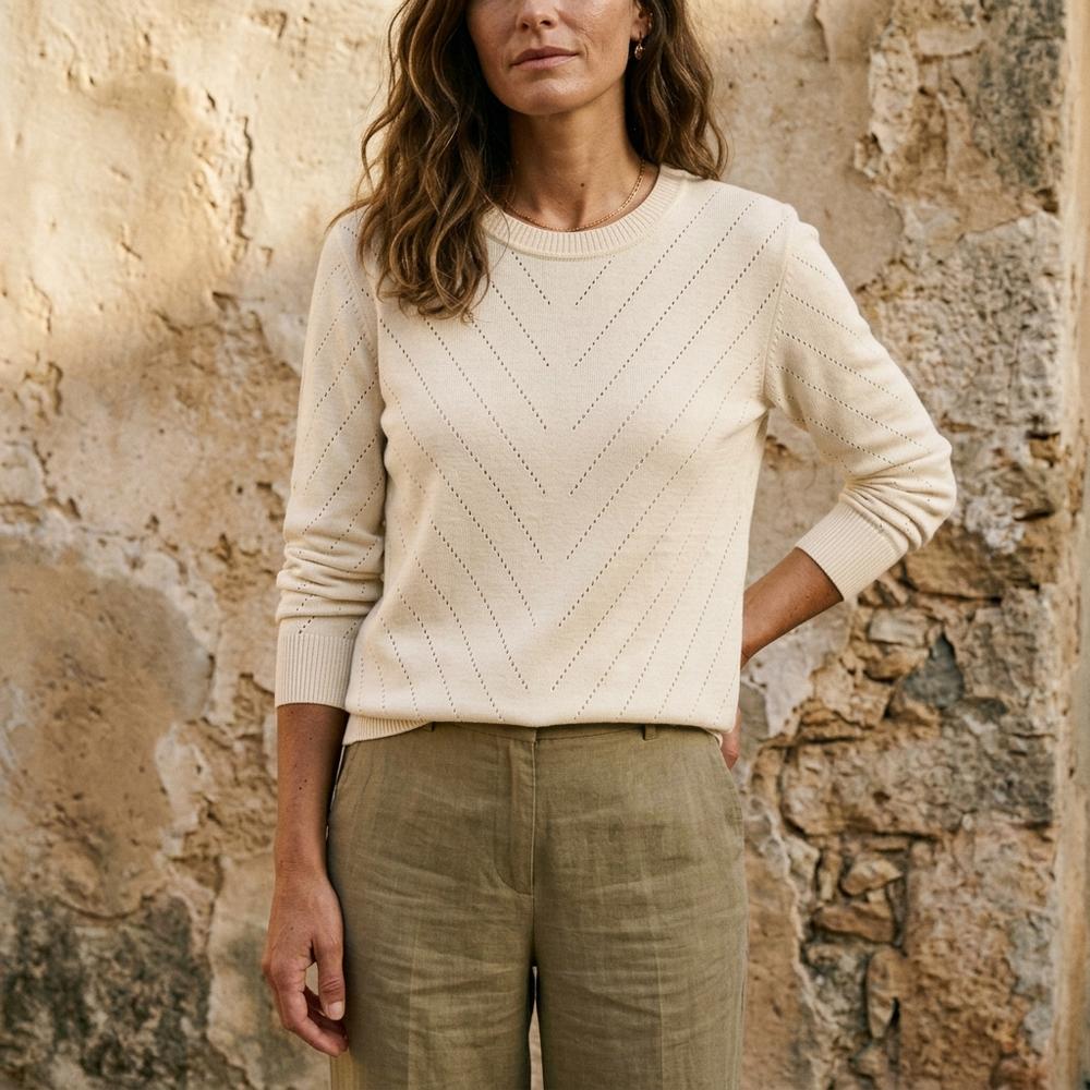 Madline24 - Raram | Langärmliger Strukturierter Pullover Damen