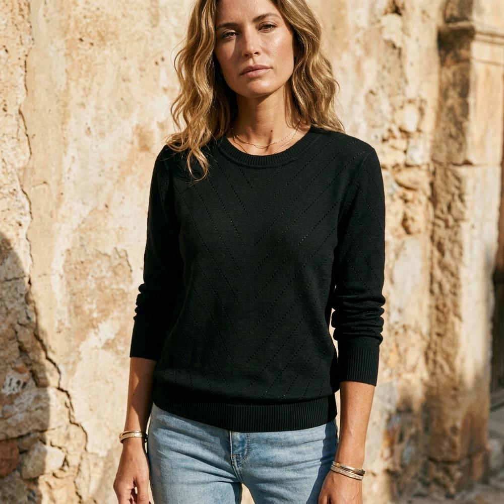 Madline24 - Raram | Langärmliger Strukturierter Pullover Damen