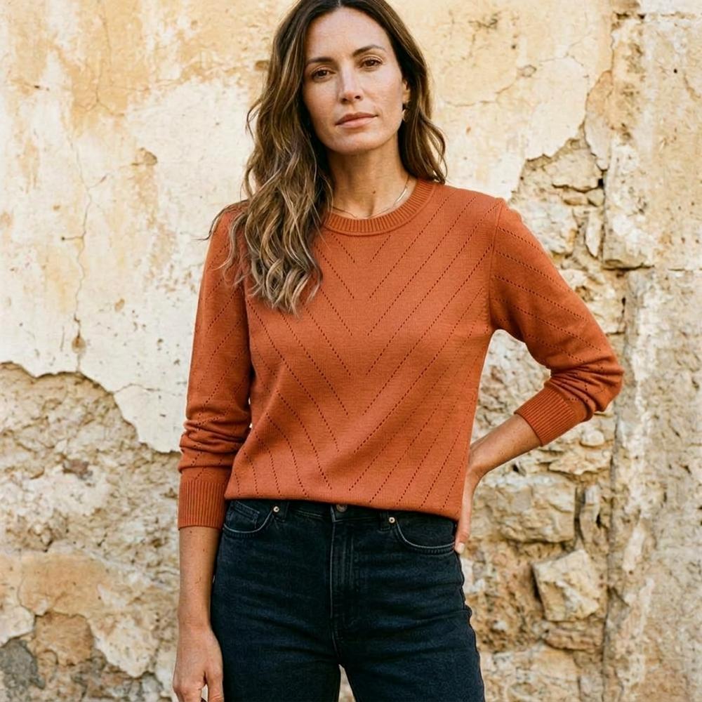 Madline24 - Raram | Langärmliger Strukturierter Pullover Damen