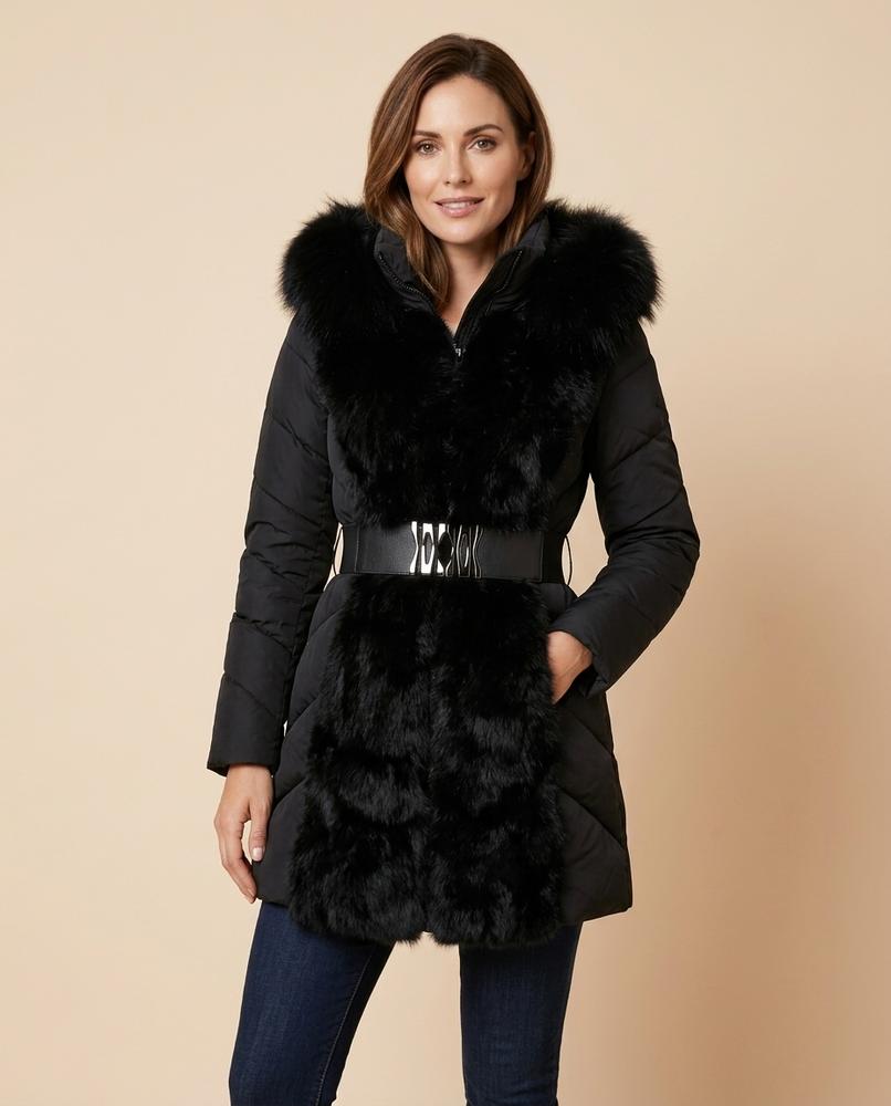 Madline24 - Lyser | Pelzbesetzt Wattiert Jacke Damen