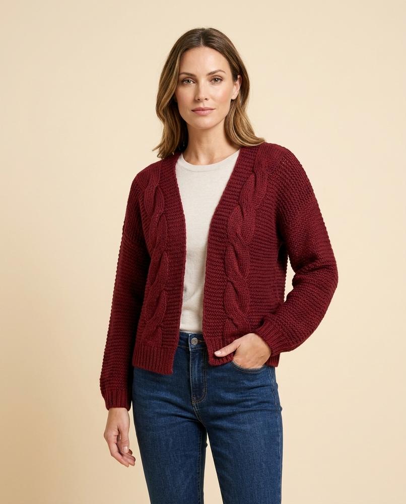 Madline24 - Mimir | Grobgestrickter Verschlussloser Cardigan Damen