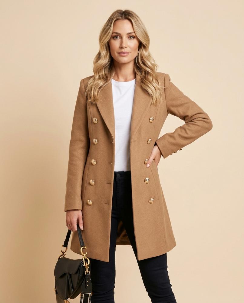 Madline24 - Maser | Zweireihig Tailliert Mantel Damen