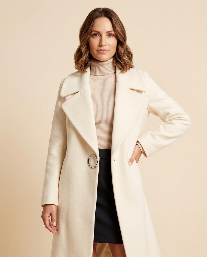 Madline24 - Lolin | Gefilzter Einreihiger Mantel Damen