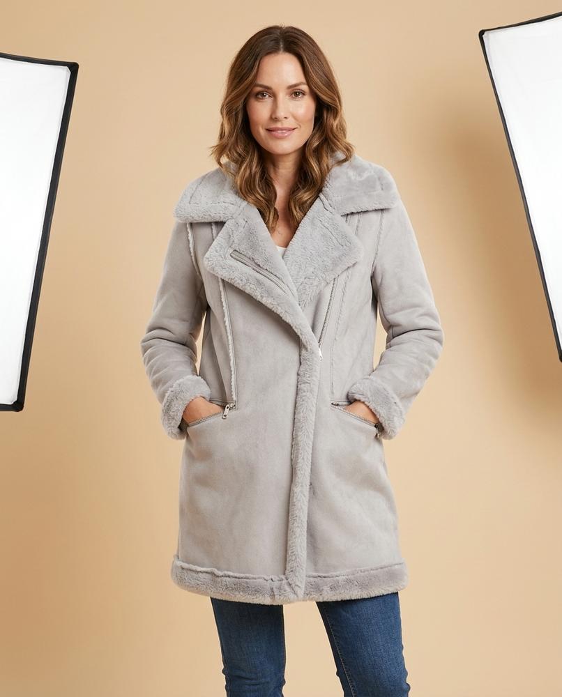 Madline24 - Sekar | Gefütterter Velourartiger Mantel Damen