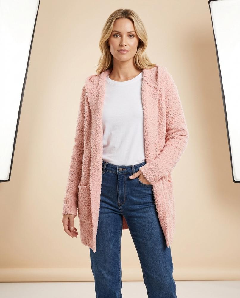 Madline24 - Zelen | Kapuzen Strukturiert Cardigan Damen
