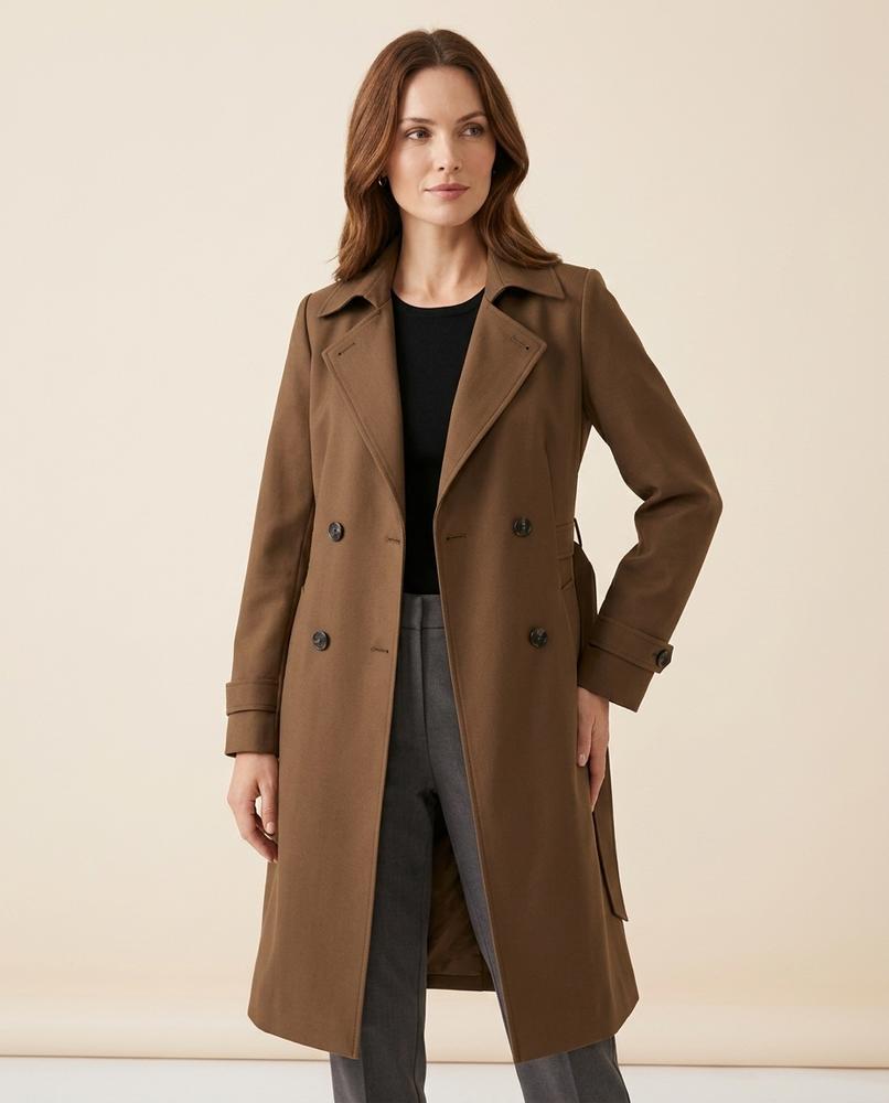 Madline24 - Leren | Zweireihiger Gefütterter Mantel Damen