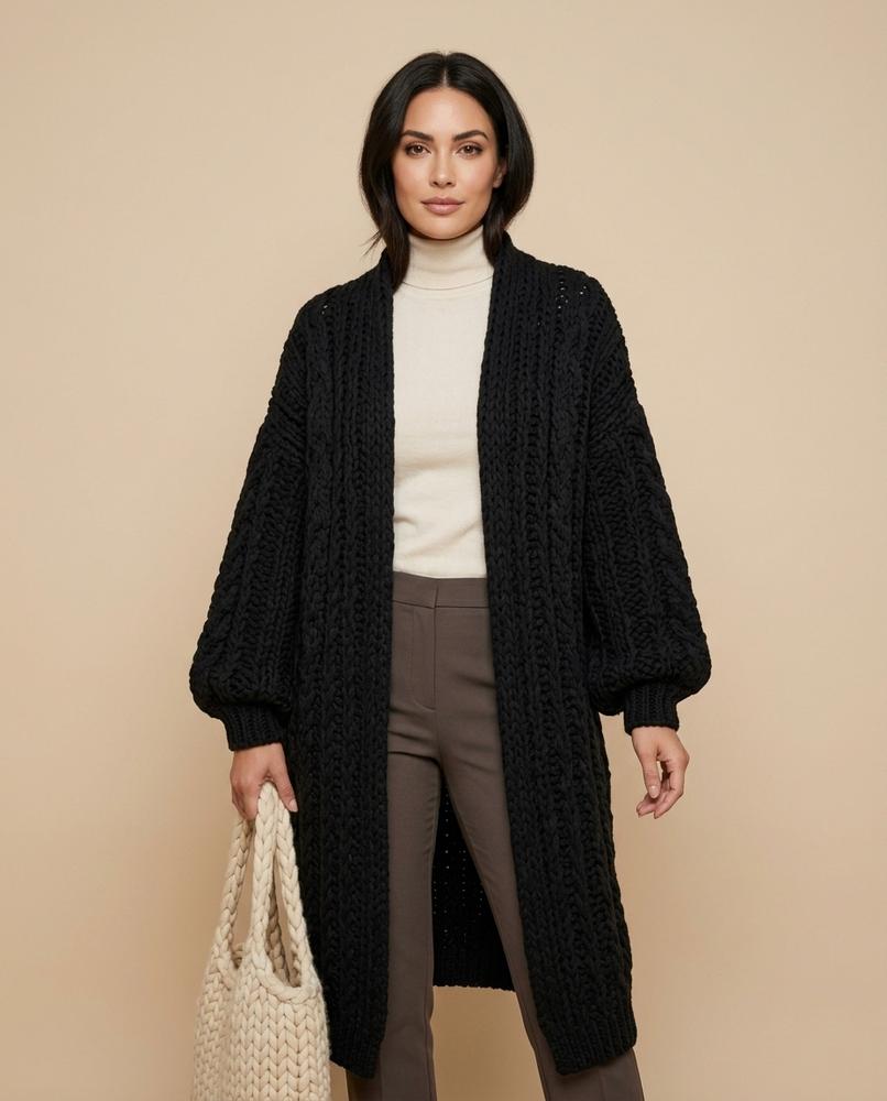 Madline24 - Laran | Grobmaschig Verschlusslos Cardigan Damen