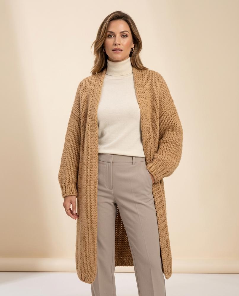 Madline24 - Laran | Grobmaschig Verschlusslos Cardigan Damen