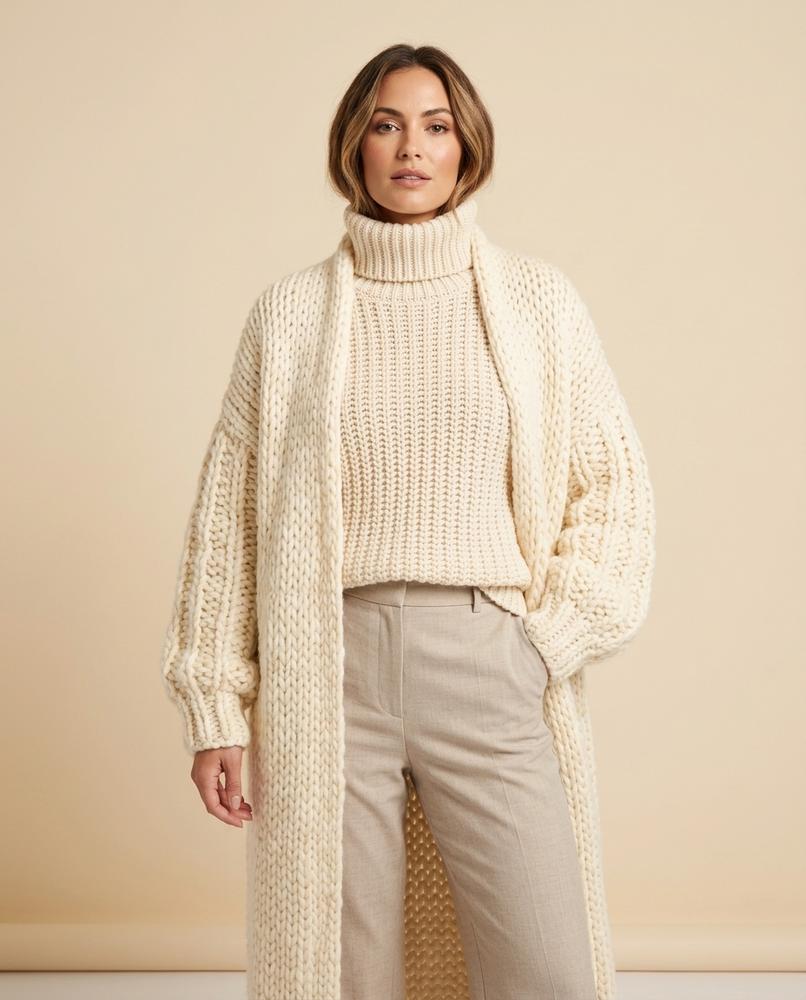 Madline24 - Laran | Grobmaschig Verschlusslos Cardigan Damen