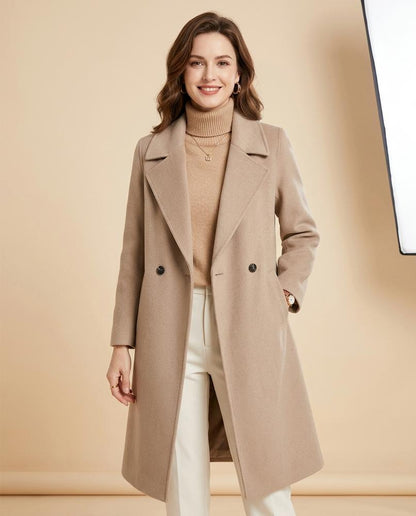 Madline24 - Lonor | Doppelreihiger Ausgestellter Mantel Damen