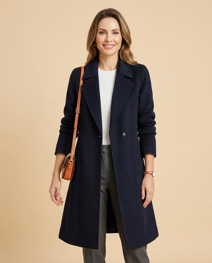 Madline24 - Lonor | Doppelreihiger Ausgestellter Mantel Damen