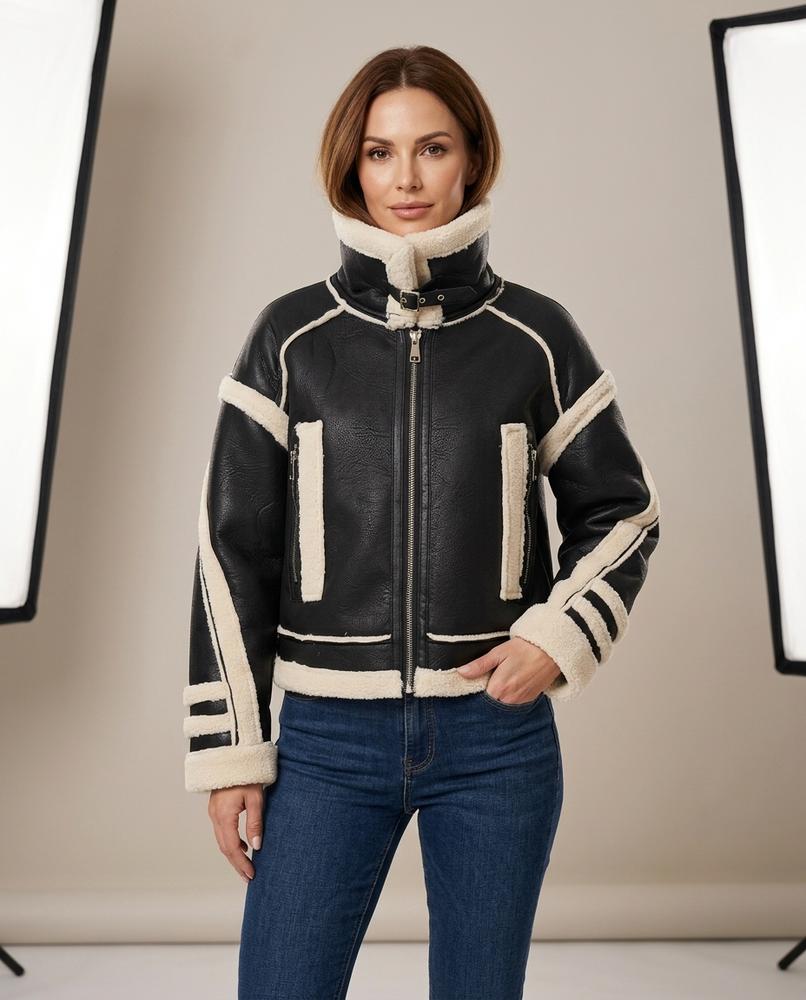 Madline24 - Ledar | Gefüttert Hochgeschlossen Jacke Damen