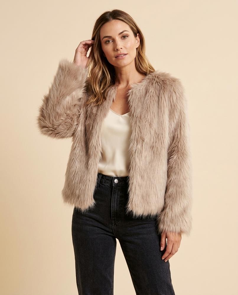 Madline24 - Vesen | Langhaarig Kragenlos Jacke Damen