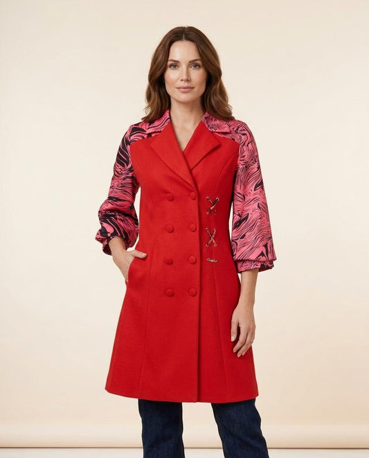 Madline24 - Allin | Zweireihiger Kontrastärmliger Mantel Damen