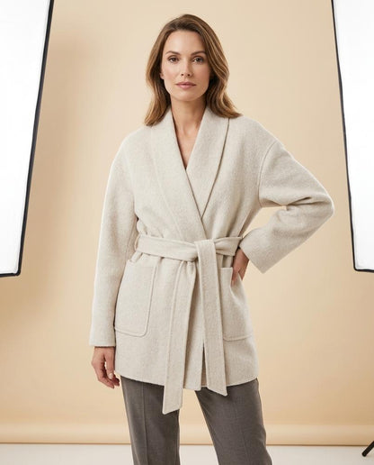 Madline24 - Titir | Gegürtet Woll Mantel Damen