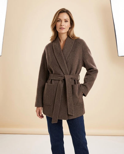 Madline24 - Titir | Gegürtet Woll Mantel Damen