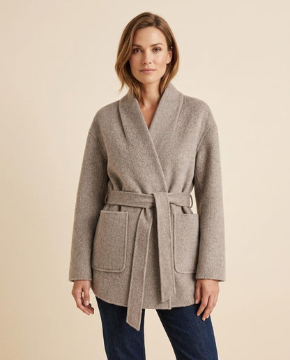 Madline24 - Titir | Gegürtet Woll Mantel Damen