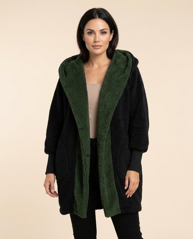 Madline24 - Nohal | Plüschiger Zweifarbiger Mantel Damen