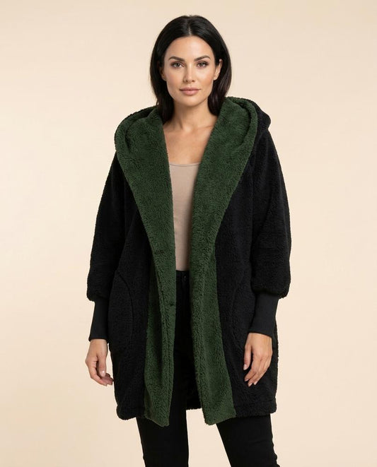 Madline24 - Nohal | Plüschiger Zweifarbiger Mantel Damen