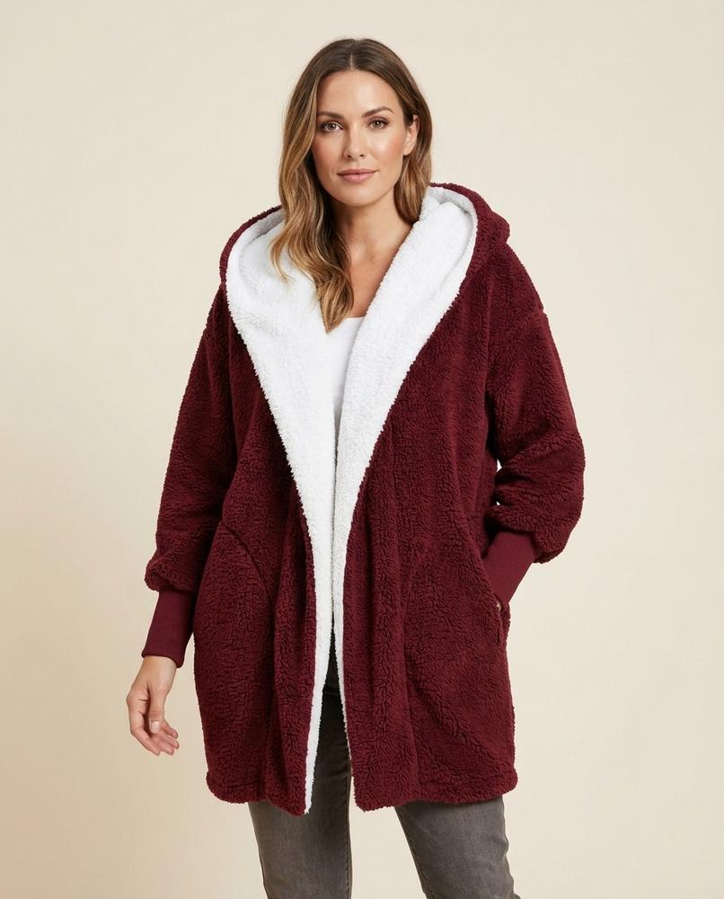 Madline24 - Nohal | Plüschiger Zweifarbiger Mantel Damen
