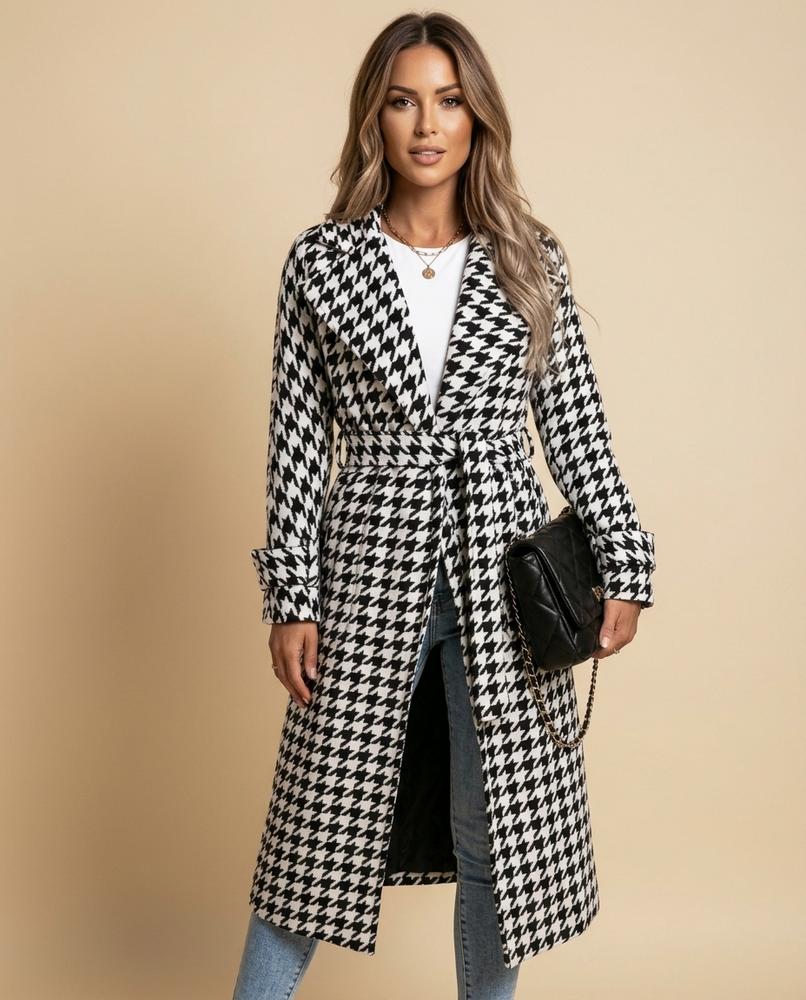Madline24 - Lolen | Gemustert Gegürtet Mantel Damen