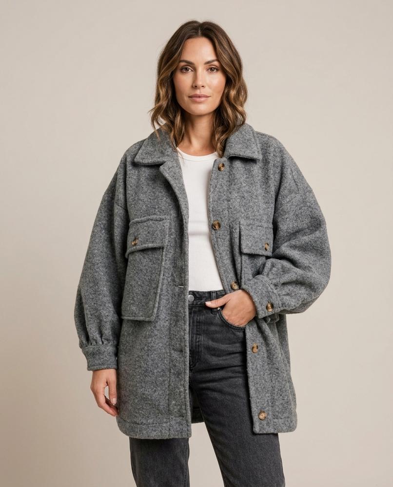 Madline24 - Lolan | Strukturiert Geknöpft Mantel Damen