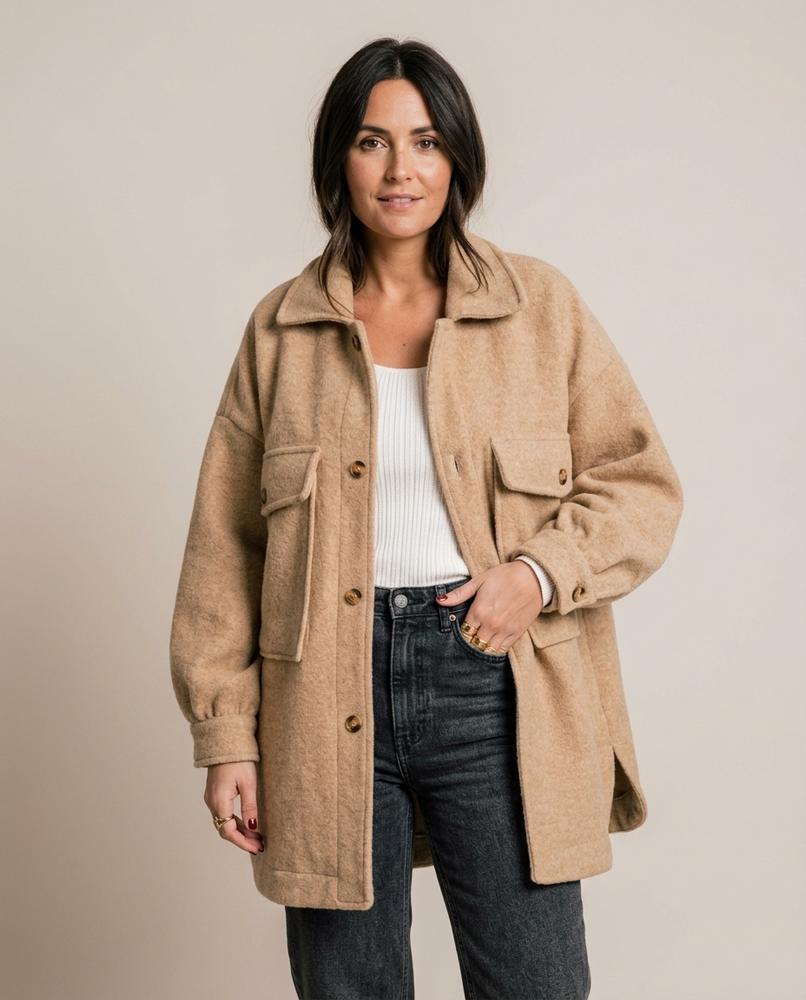 Madline24 - Lolan | Strukturiert Geknöpft Mantel Damen