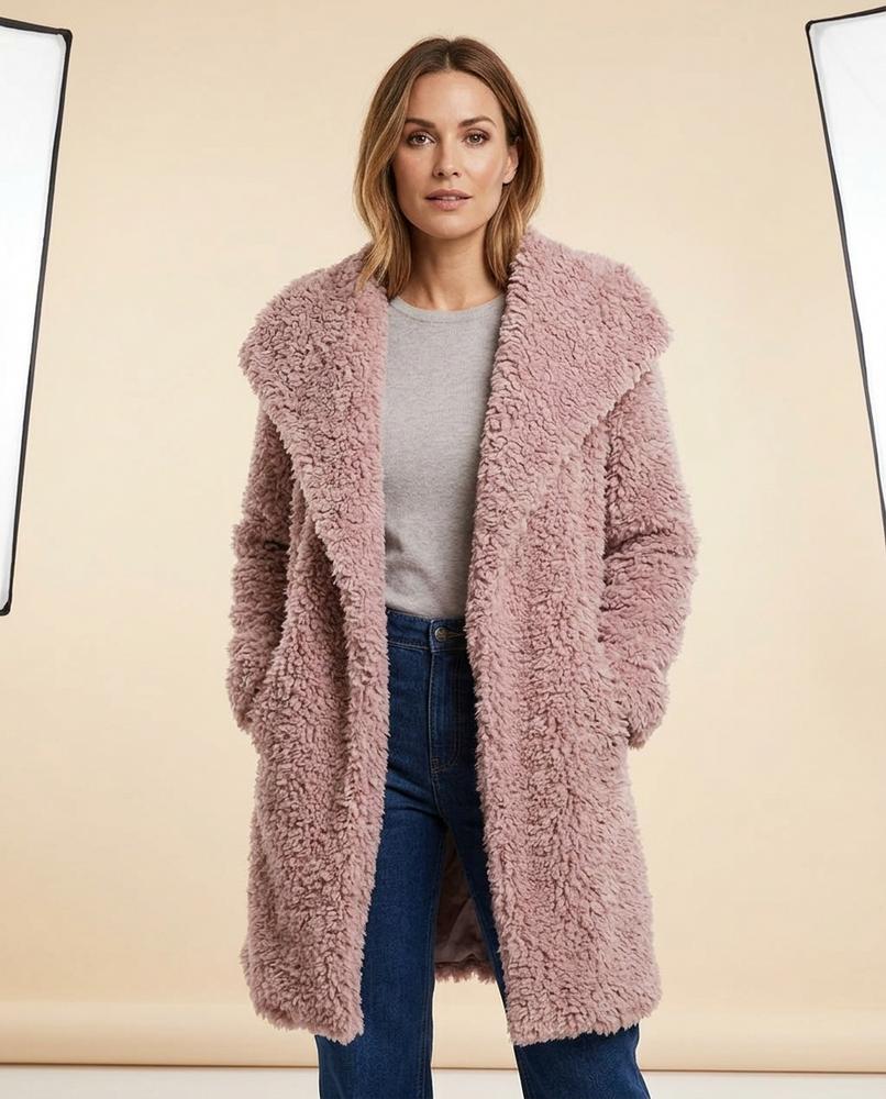 Madline24 - Sesen | Plüschig Verschlusslos Mantel Damen