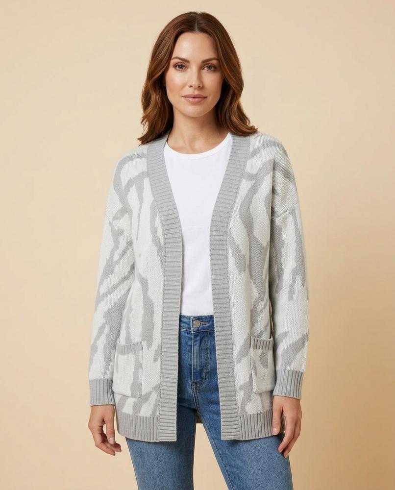 Madline24 - Damar | Offener Gemusterter Cardigan Damen