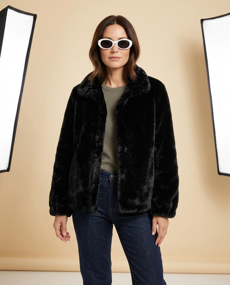 Madline24 - Zevan | Plüschig Hochgeschlossen Jacke Damen