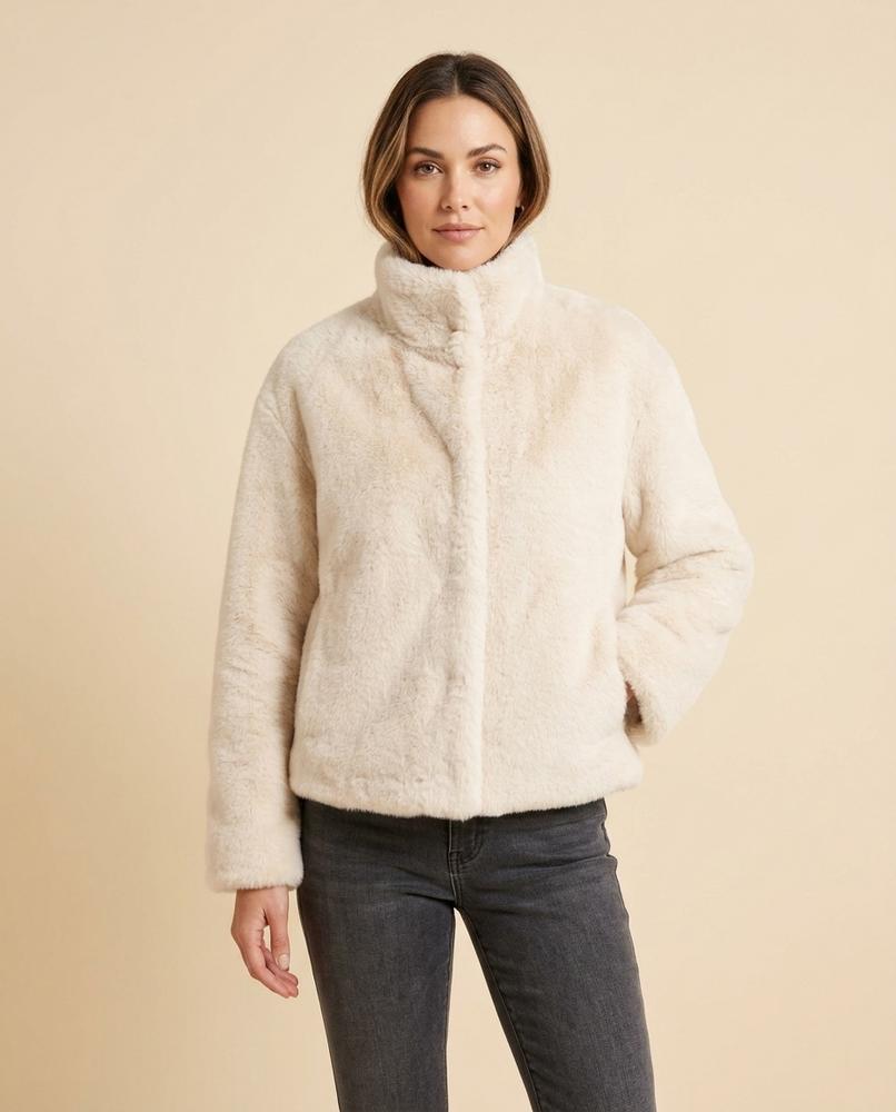 Madline24 - Zevan | Plüschig Hochgeschlossen Jacke Damen