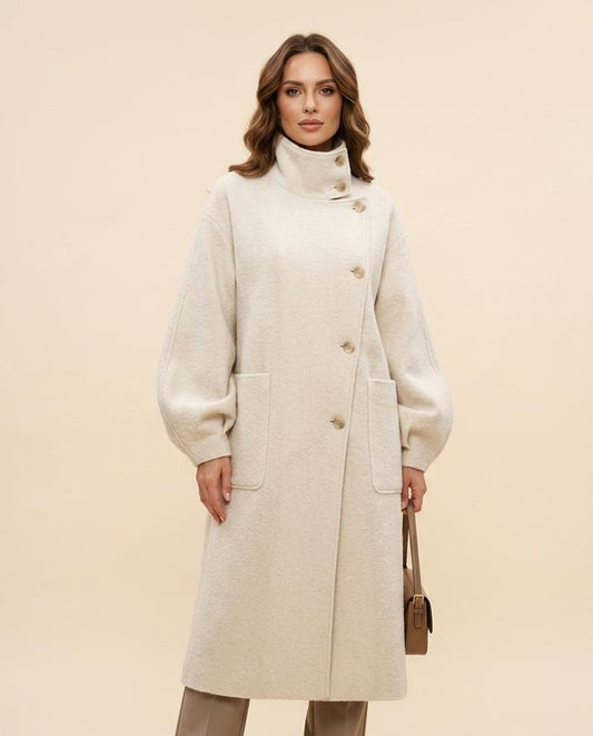 Madline24 - Lesen | Hochgeschlossener Asymmetrischer Mantel Damen