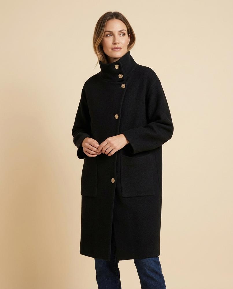Madline24 - Lesen | Hochgeschlossener Asymmetrischer Mantel Damen