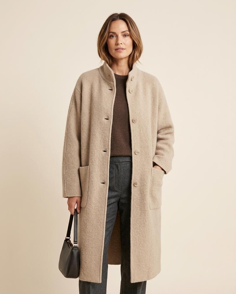 Madline24 - Lesen | Hochgeschlossener Asymmetrischer Mantel Damen