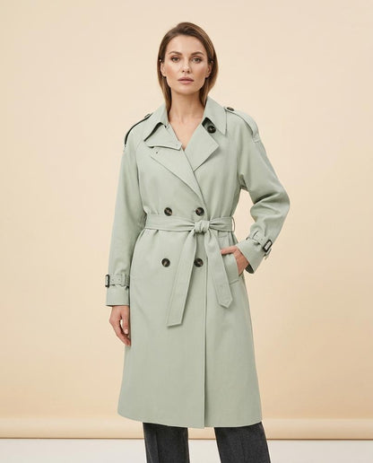 Madline24 - Nolor | Zweireihiger Gegürtelter Mantel Damen