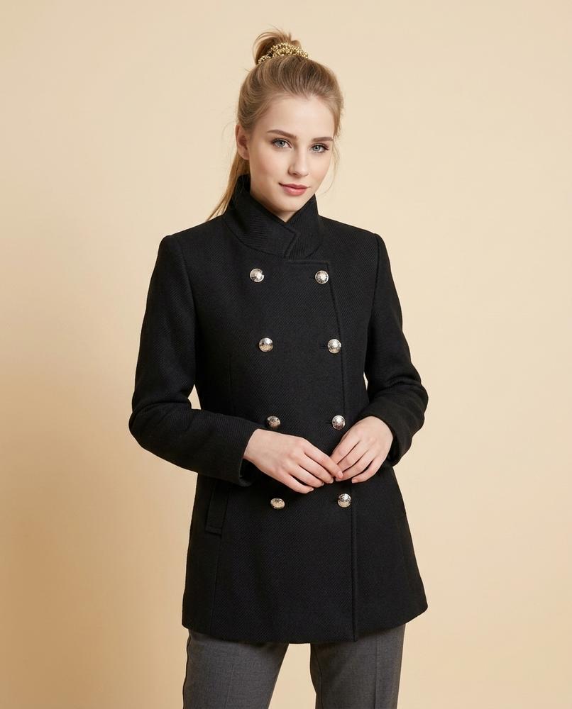 Madline24 - Codar | Zweireihiger Hochgeschlossener Mantel Damen