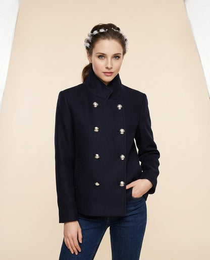Madline24 - Codar | Zweireihiger Hochgeschlossener Mantel Damen